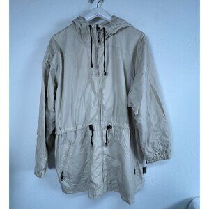 Pacific Trail Mens Beige Hooded Jacket Large Pockets Lightweight Outdoor Wear